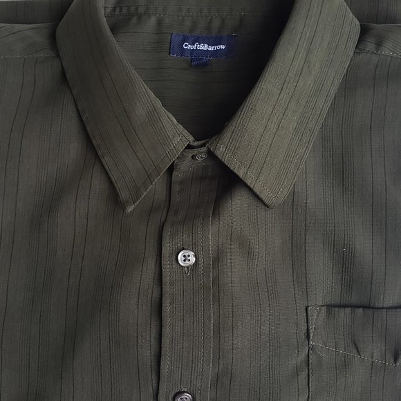 Croft & Barrow Men’s Collared Green Short Sleeve Shirt, XXL, EUC - Picture 1 of 6